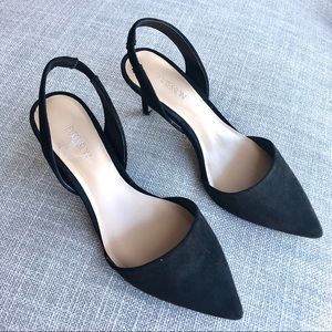 Black Faux Suede Slingback SIZE 6 Heels